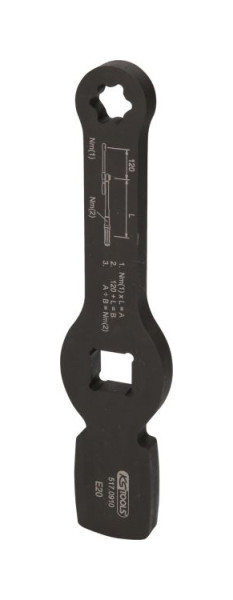 KS Tools 3/4" príklepový Torx E-kľúč s 2 nárazovými plochami, E20, 517.0910