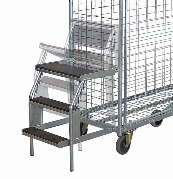 Stupňový rebrík VARIOfit s 3 schodíkmi pre vozíky na vychystávanie objednávok, skladajúci sa z: zsw-200.000
