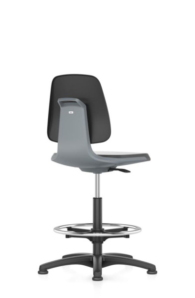 bimos pracovná stolička Labsit s klzákom, sedadlo V.520-770 mm, imitácia kože, škrupina sedadla antracit., 9121-MG01-3285