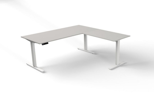 Sedací/stojací stôl Kerkmann Š 1800 x H 800 mm s prídavným prvkom, elektricky výškovo nastaviteľný od 720-1200 mm, farba: svetlo šedá, 10382411