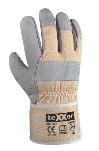 teXXor TOP rukavice z hovädzej štiepenky "RHÖN", veľkosť: 10, balenie: 120 párov, 1141-10
