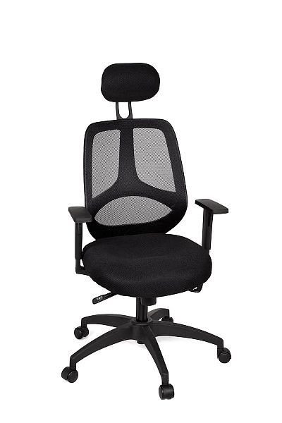 Kancelárska stolička Amstyle luxusný látkový poťah lakťová opierka čierna, SPM1.121