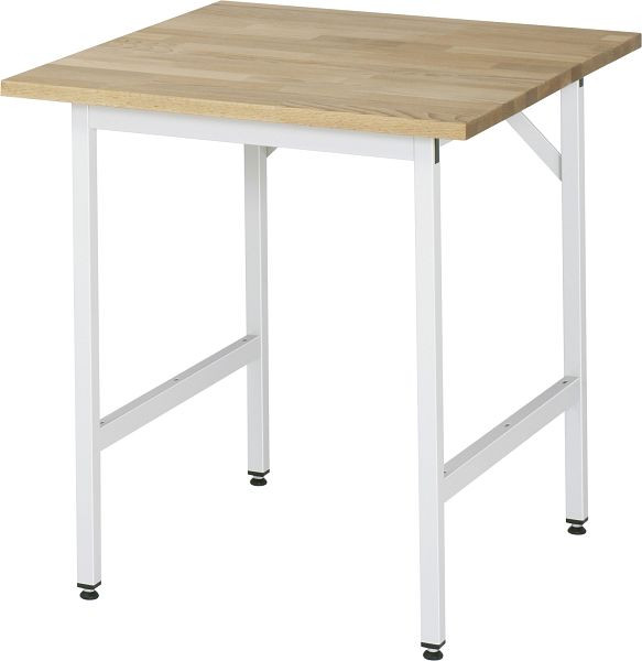 Pracovný stôl série RAU Jerry (3030) - výškovo nastaviteľný, masívna buková doska, 750x800-850x800 mm, 06-500B80-07.12