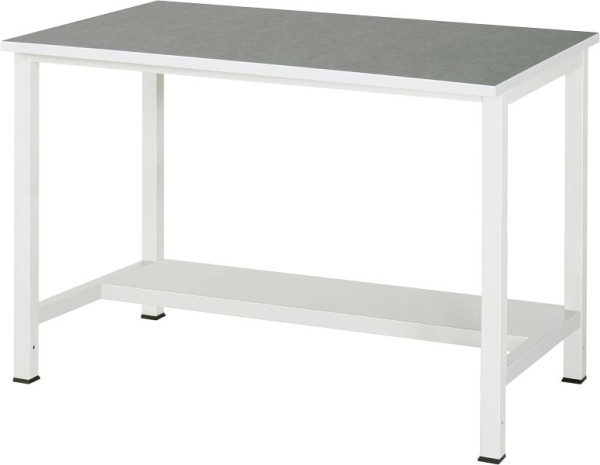Pracovný stôl RAU séria 900, Š1250xH800xV825mm, vrchná doska s poťahom univerzál/linoleum, s policou dole, hĺbka 320 mm, 03-900-3-L25-12.12
