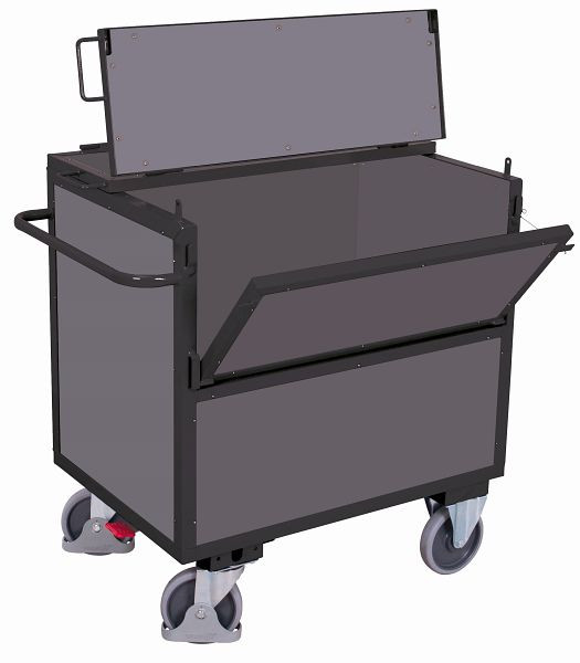Drevený boxový vozík VARIOfit s vekom pevne zvareným, vonkajšie rozmery: 1 130 x 730 x 1 150 mm (ŠxHxV), sw-700.407/AG