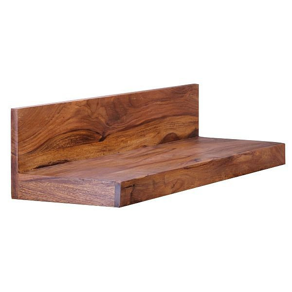 Wohnling nástenná polica MUMBAI masív sheeshamové drevo 80 cm, vidiecky štýl, pravé drevo, prírodný produkt, WL1.574
