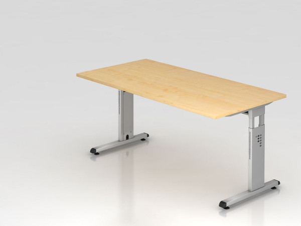Hammerbacher písací stôl C-noha 160x80cm javor/strieborná, pracovná výška 65-85 cm, VOS16/3/S