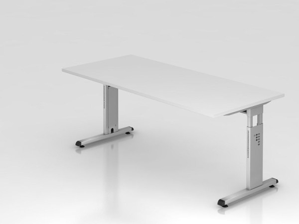 Hammerbacher písací stôl C-noha 180x80cm biela/strieborná, pracovná výška 65-85 cm, VOS19/W/S