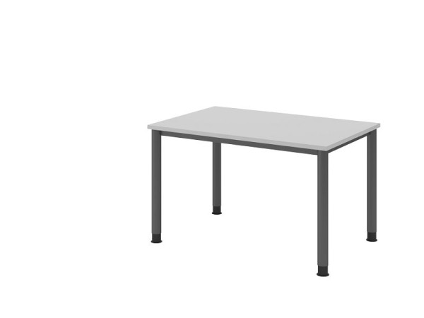 Písací stôl Hammerbacher HS12, 120 x 80 cm, doska: sivá, hrúbka 25 mm, 4-nohý grafitový rám, pracovná výška 68,5-81 cm, VHS12/5/G