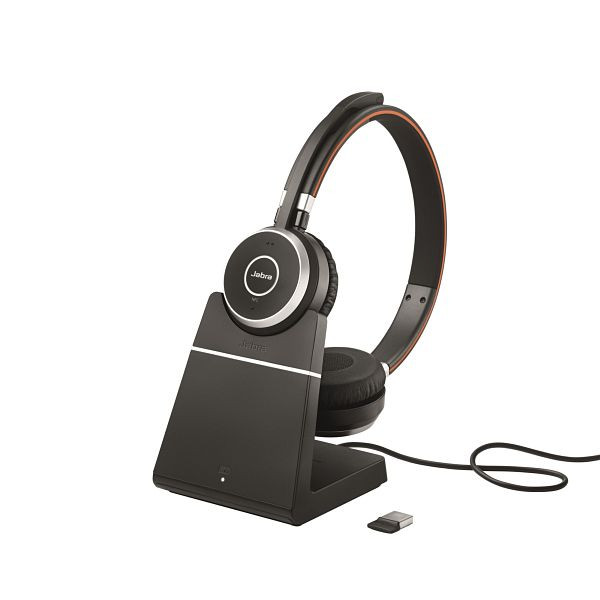 Jabra Evolve 65 Unified Communications DUO, Bluetooth, USB kľúč a kolíska, 6599-823-499