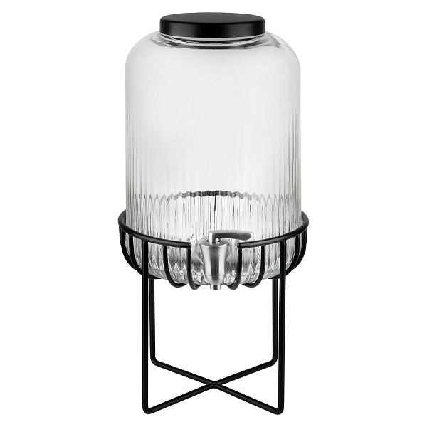APS dávkovač nápojov -URBAN-, Ø 22 x 45 cm, sklenená nádoba, nerezový kohútik, kovový rám, silikónová protišmyková podložka, 7 litrov, 10451