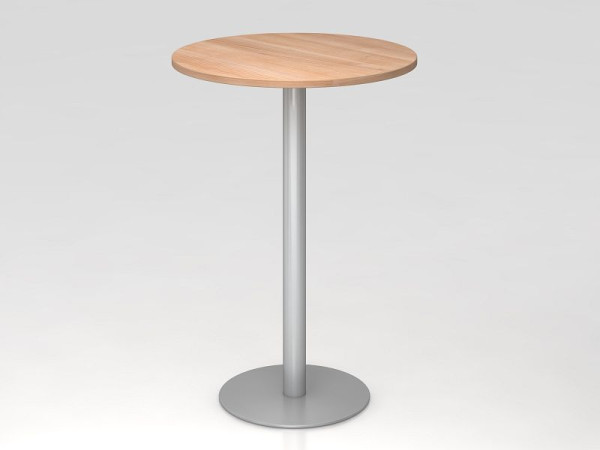 Hammerbacher barový stôl 80 cm okrúhly orech/strieborný, strieborný rám, VSTH08/N/S