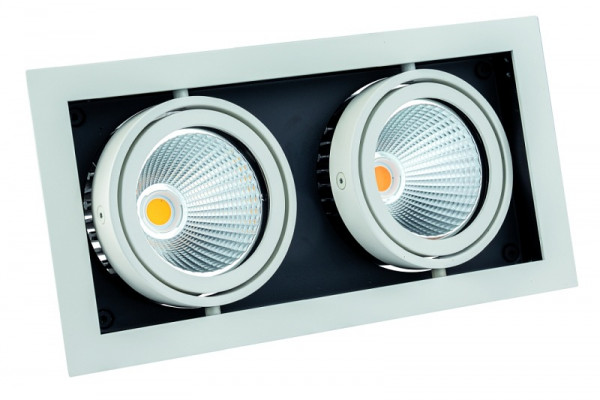 rutec Projekt CORU - 80K LED - zápustné bodové svietidlo, kardanové, štvorcové, IP20 - biele, 2 - plamene, PEG505