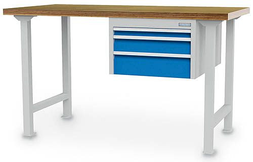 Bedrunka+Hirth radový pracovný stôl, so závesným zásuvkovým blokom, s 3 zásuvkami, 2000 x 750 x 859 mm, 03.20.535.2VA