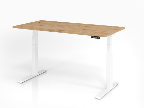 Písací stôl Hammerbacher XDKB16, 160 x 80 cm, doska: dub hrboľatý, hrúbka 25 mm, hrubá hrana ABS, obdĺžnikový tvar, biela, VXDKB16/R/W