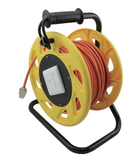 Helos káblová cievka, sieťový kábel Cat 7A, mobilný, oranžová/žltá, 50,0m, 304281