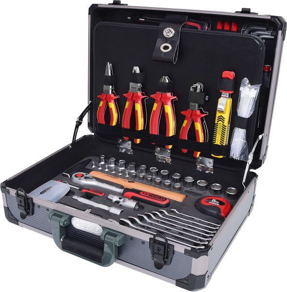 Kufor na náradie pre elektrikárov KS Tools 1/4" + 1/2", 128 kusov, 911.0628