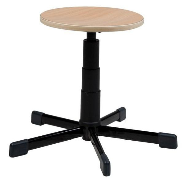 Pracovné stoly ANKE sústruhová vretenová stolička; Výška 440 - 630 mm; výškové nastavenie 420-540 mm; 5-nohý, sedák imitácia buku, farba RAL 9005, 950.009