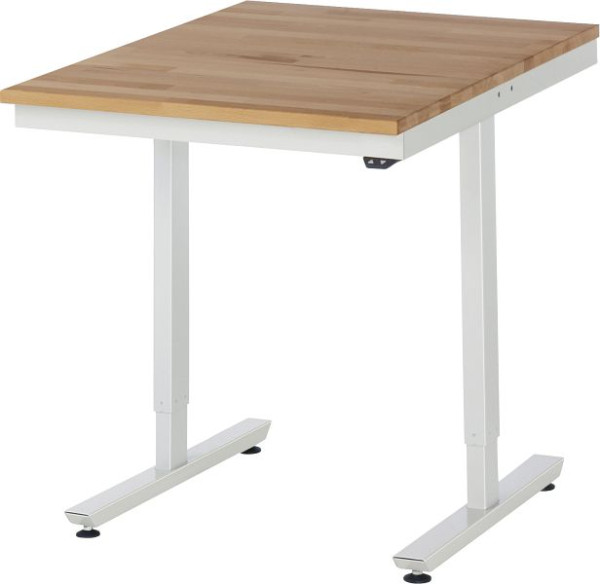 Pracovný stôl RAU série adlatus 150 (elektricky výškovo nastaviteľný), pracovná doska masív buk, 750x720-1120x1000 mm, 08-AT-075-100-B