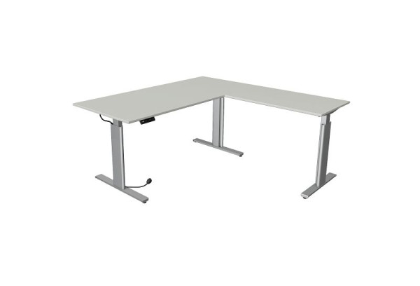 Kerkmann sedací/stojací stôl Move 3 strieborný Š 2000 x H 1000 mm s prídavným prvkom 1000 x 600 mm, svetlosivá, 10234111