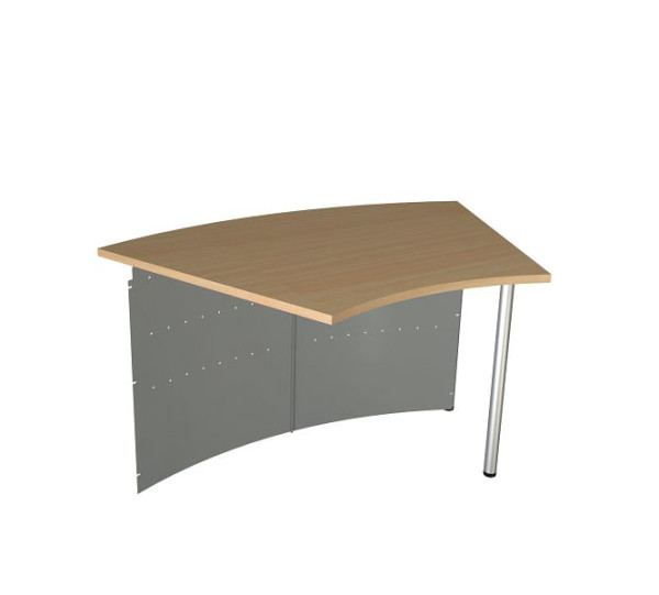Kompaktný pult Kerkmann Genua rozťahovací stôl 45°, Š 1265 x H 800 x V 720 mm, hliník strieborná/buk, 22399314