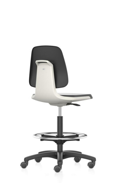 bimos Labsit pracovná stolička s kolieskami, sedadlo V.560-810 mm, PU pena, biela škrupina sedadla, 9125-2000-3403