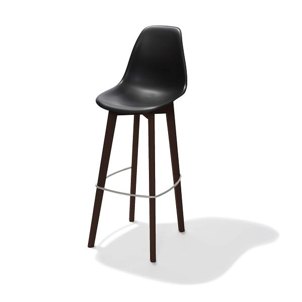 VEBA Keeve barová stolička čierna bez lakťovej opierky, rám z tmavého brezového dreva a plastový sedák, 53 x 47 x 119 cm (ŠxHxV), 506FD01SB