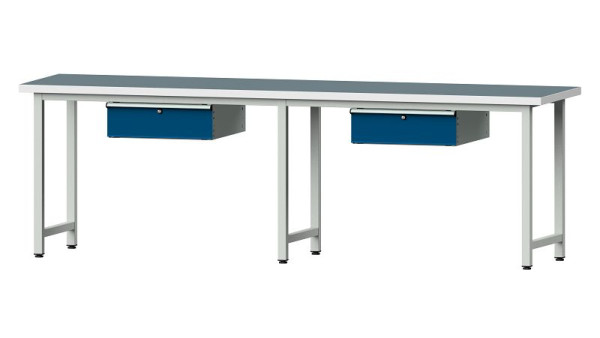Pracovné lavice ANKE pracovný stôl, model 93, 2800 x 700 x 890 mm, RAL 7035/5010, UBP 40 mm, 400,425