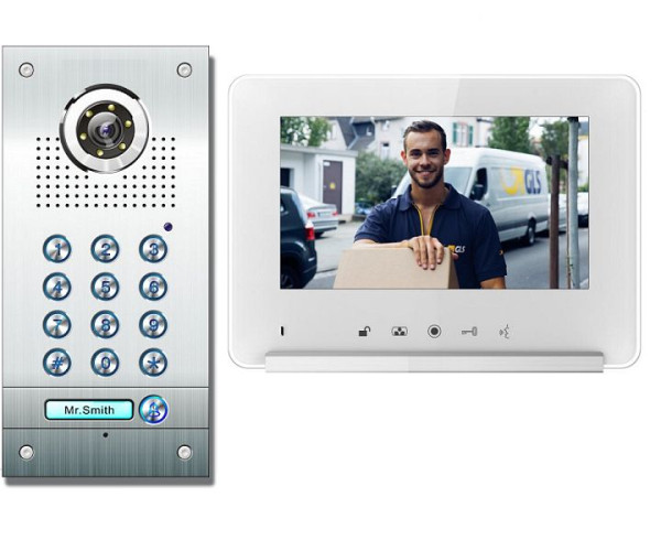 Anthell Electronics 1-rodina PIN kódu farebného videointerkomu s ukladaním obrazu, so 7" monitorom, CK1-690S1-1