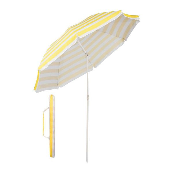 Sekey® 160 cm okrúhly slnečník, farba: žlté a biele pruhy, 39916003