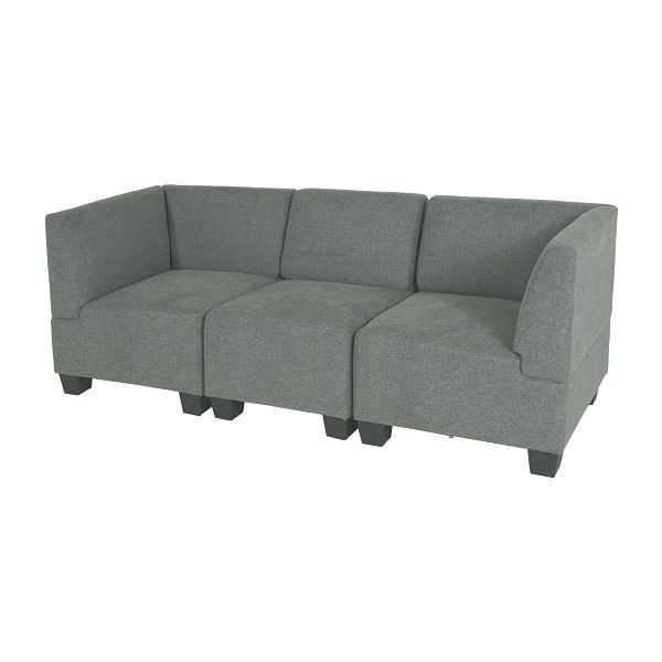 Mendler Modular 3-miestna pohovka Couch Lyon, látka/textil, sivá, vysoké podrúčky, 75186+2x75191+2x75192