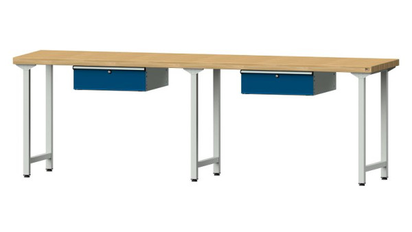 Pracovný stôl ANKE pracovný stôl, model 93, 2800 x 700 x 900 mm, RAL 7035/5010, BMP 50 mm, 400.419
