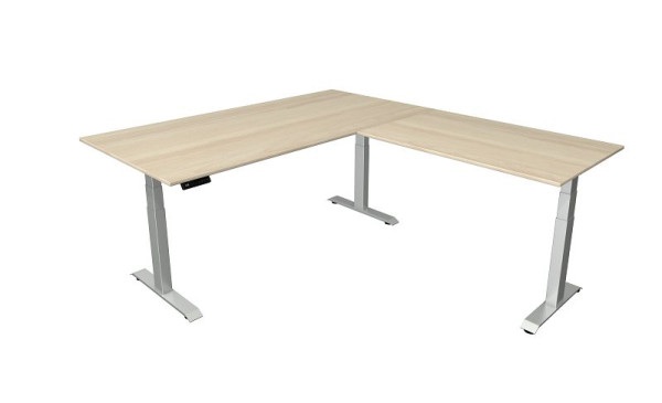 Sedací/stojací stôl Kerkmann Š 2000 x H 1000 mm s prídavným prvkom 1200 x 800 mm, elektricky výškovo nastaviteľný od 640-1290 mm, javor, 10043350