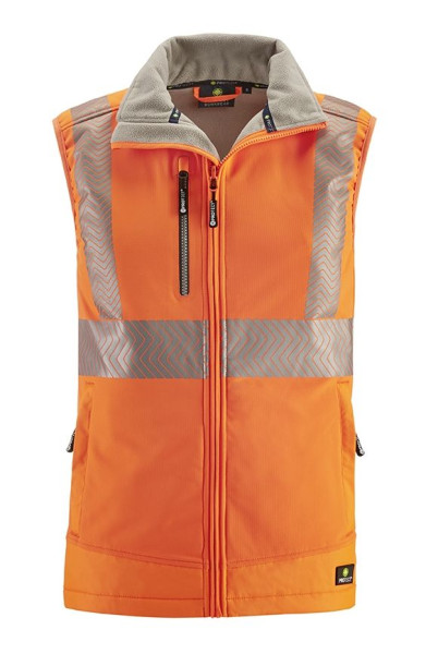 4PROTECT viditeľná softshellová vesta PARAMUS, jasne oranžová, veľkosť: S, 5 ks, 3420-S