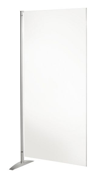 Prezentačný stenový systém Kerkmann, tabuľový prvok, š 800 x hl. 450 x v 1750 mm, hliník strieborná/biela, 45696710