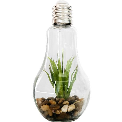 Sklenená dekoračná lampa Technoline s kameňmi a rastlinami, 775783