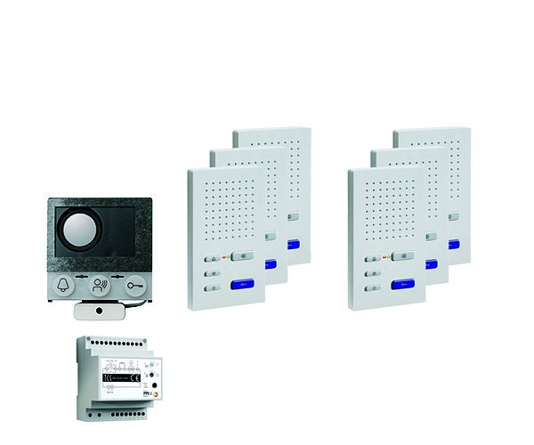 Inštalácia TCS audio:pack pre 6 bytových jednotiek, so vstavaným reproduktorom ASI12000 + 6x handsfree reproduktor ISW3030 + ovládacie zariadenie BVS20, PAIF060/004