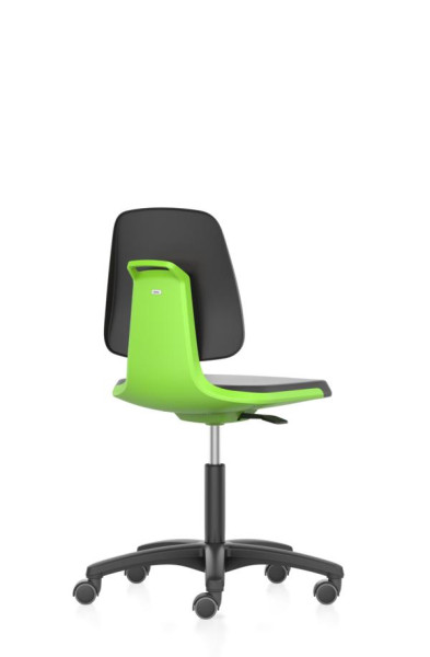 bimos pracovná stolička Labsit s kolieskami, sedadlo V.450-650 mm, imitácia kože, zelená škrupina sedadla, 9123-MG01-3280