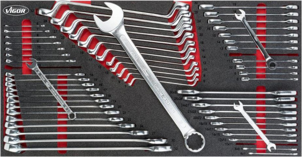 Kombinovaný kľúč VIGOR, sada dvojkruhových kľúčov pre sériu XL, 6 - 36, 6 x 7 - 30 x 32, počet nástrojov: 58, V6650