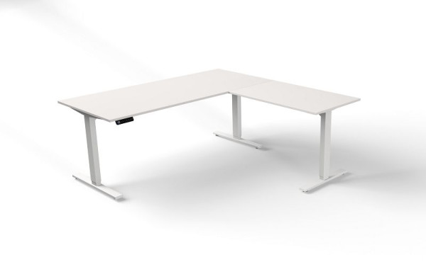 Sedací/stojací stôl Kerkmann Š 1800 x H 800 mm s prídavným prvkom, elektricky výškovo nastaviteľný od 720-1200 mm, Move 3, farba: biela, 10382010