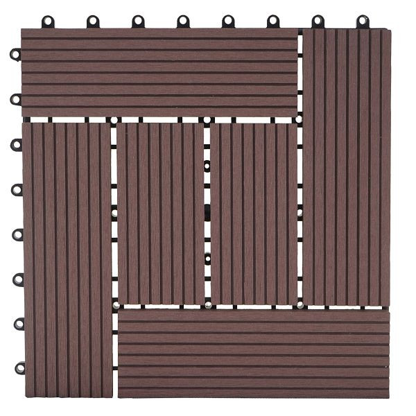 Podlahová dlažba Mendler WPC Rhone, balkón/terasa so vzhľadom dreva, 11x každá 30x30cm = 1m2, Premium, kávový offset, 57950