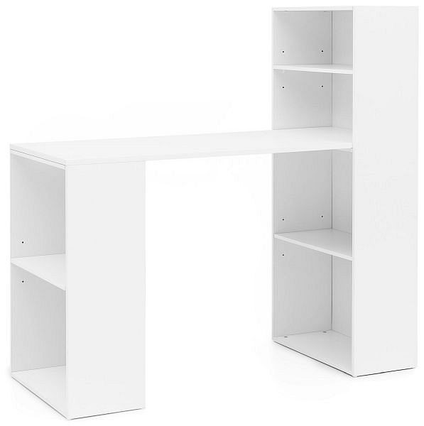 Wohnling písací stôl s policou 120 x 120 x 53 cm biele matné drevo moderné, WL5.692