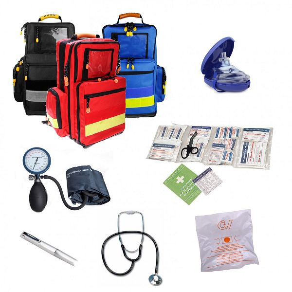 MBS Medizintechnik pohotovostný batoh MBS professional s náplňou pre pracovníkov prvej pomoci, červený, 533527-červený