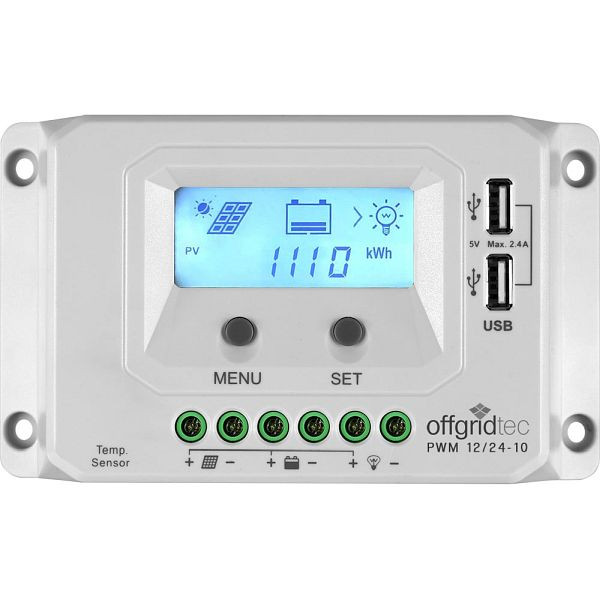 Offgridtec PWM Pro regulátor nabíjania 12V/24V 10A USB port, 1-01-010910
