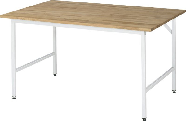 Pracovný stôl série RAU Jerry (3030) - výškovo nastaviteľný, doska z masívneho buku, 1500x800-850x1000 mm, 06-500B10-15.12
