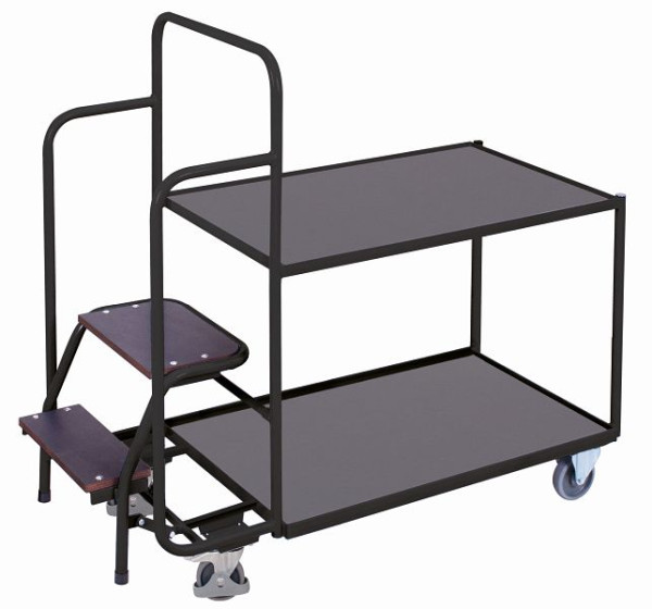 Objednávkový vychystávací vozík VARIOfit s 2 ložnými plochami, nízky, vonkajšie rozmery: 1 455 x 625 x 1 320 mm (ŠxHxV), sw-600.614/AG