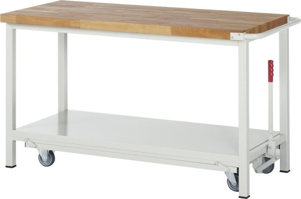 Pracovný stôl RAU série BASIC-8 - model 8000, sklopný, polica z oceľového plechu, 1500x880x700 mm, A5-8000-6-15F