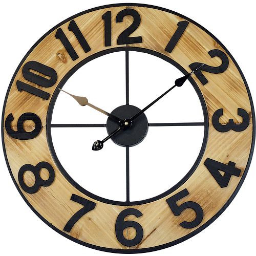 Technoline kremenné nástenné hodiny, kov, drevo, rozmery: Ø 60 cm, WT 1610
