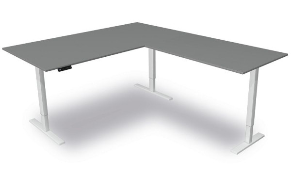 Sedací/stojací stôl Kerkmann Š 2000 x H 1000 mm s prídavným prvkom, elektricky výškovo nastaviteľný od 720-1200 mm, Move 3, farba: grafit, 10382612