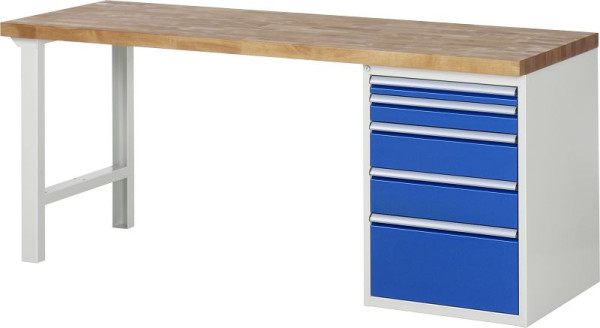 Pracovný stôl RAU séria 7000 - modulárny dizajn, 5 x zásuvka, 2000x840x700 mm, 03-7511A1-207B4S.11